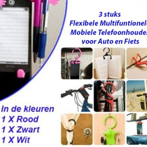 3 stuks Flexibele Multifuntionele Mobiele Telefoonhouder voor Auto en Fiets