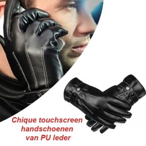 2-Pack Chique touchscreen handschoenen van PU leder | XXL valt als XL | Zwart