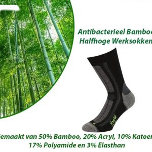 6-Paar Antibacterieel Bamboe Middelhoog Sokken Werksokken 43-45