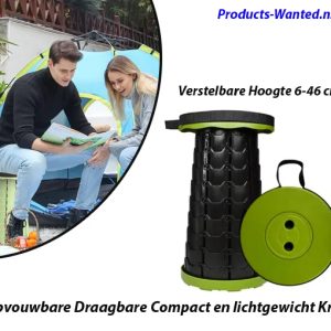 Opvouwbare Draagbare Compact en lichtgewicht Kruk Verstelbare Hoogte 6-46 cm-Kleur groen