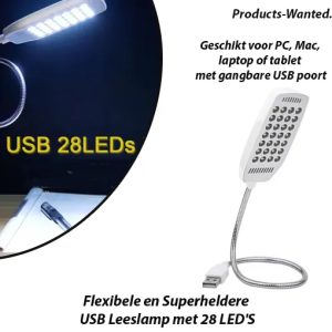 2-Stuks Flexibele en Superheldere USB Leeslamp met 28 LED’S