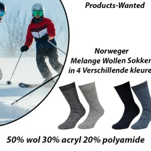 4-Paar Norweger Melange Wollen Sokken in 4 Verschillende kleuren 43-45